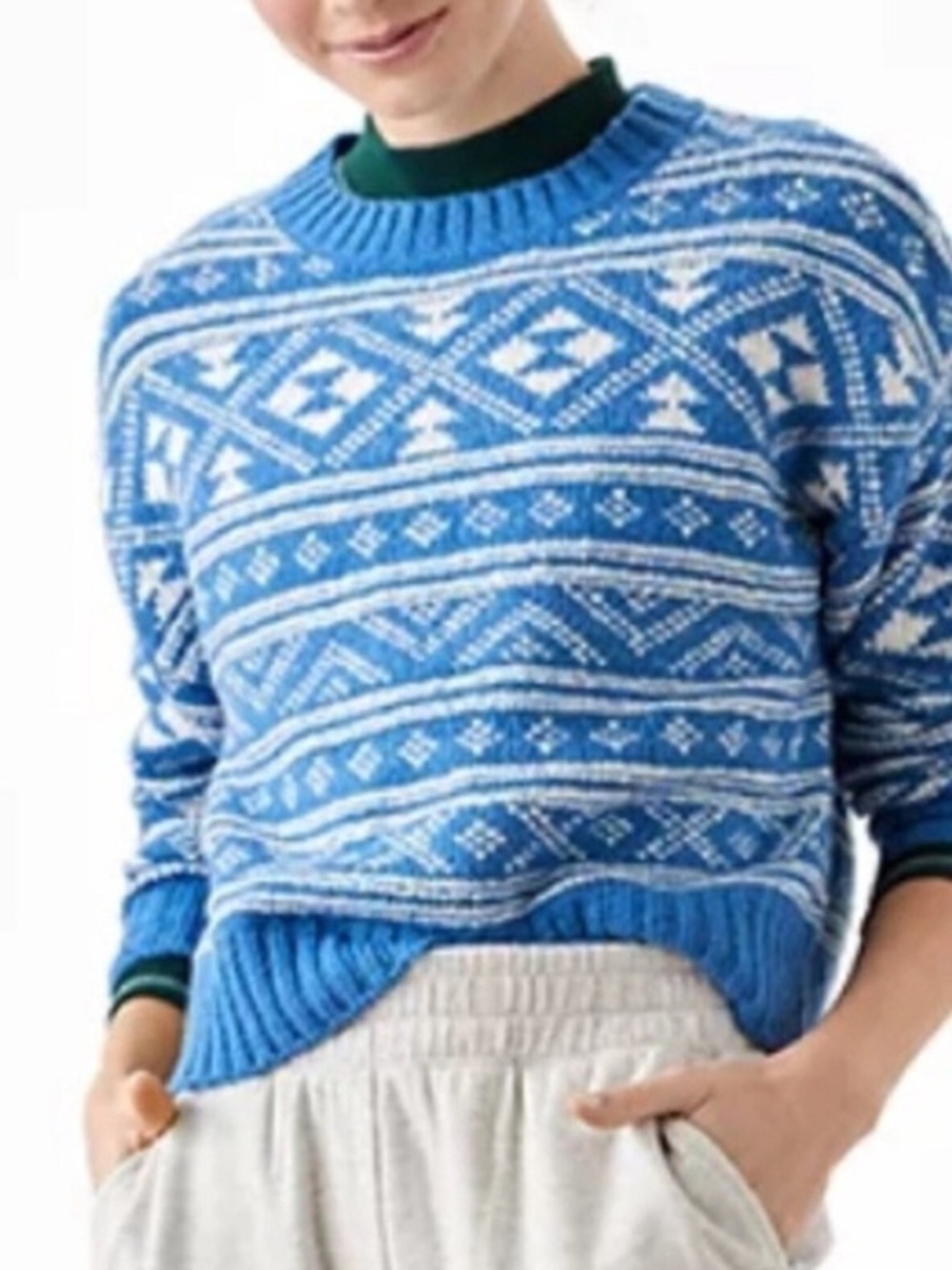 American Eagle Blue Fair Isle Pullover Sweater Size XL